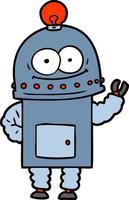 happy carton robot with light bulb vector