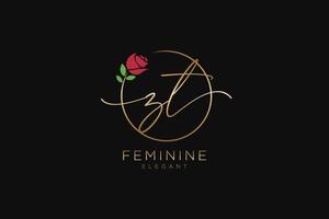 initial ZT Feminine logo beauty monogram and elegant logo design, handwriting logo of initial signature, wedding, fashion, floral and botanical with creative template. vector