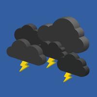 Vector illustration of strom clouds and lighting isometric effect