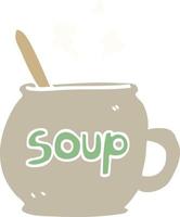 flat color illustration cartoon cup of soup vector