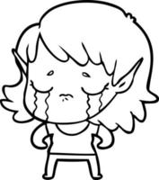 cartoon crying elf girl vector