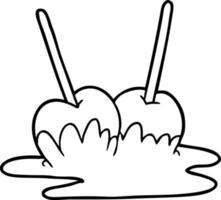 line drawing of a toffee apples vector