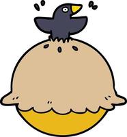 cartoon blackbird in a pie vector