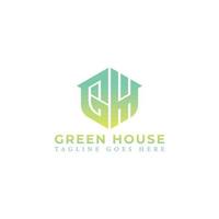 Abstract initial letter GH or HG logo in green color isolated in white background applied for garden construction planner logo also suitable for the brands or companies have initial name HG or GH. vector