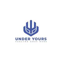 Abstract initial letter YU or UY logo in blue color isolated in white background applied for educational platform logo also suitable for the brands or companies have initial name UY or YU. vector