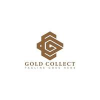 Abstract initial letter GC or CG logo in gold color isolated in white background applied for posh home goods brand logo also suitable for the brands or companies have initial name CG or GC. vector