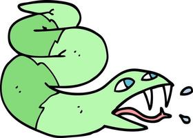 hand drawn doodle style cartoon hissing snake vector