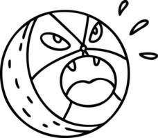 line doodle of an angry citrus fruit vector