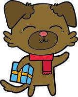 cartoon dog ready for xmas vector