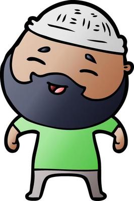 cartoon happy bearded man