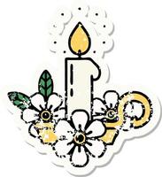 traditional distressed sticker tattoo of a candle holder vector