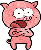 cartoon pig shouting vector