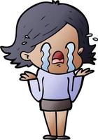 cartoon woman crying vector