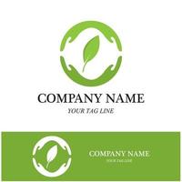 hand leaf logo and symbol vector