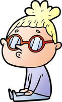 cartoon woman wearing glasses vector