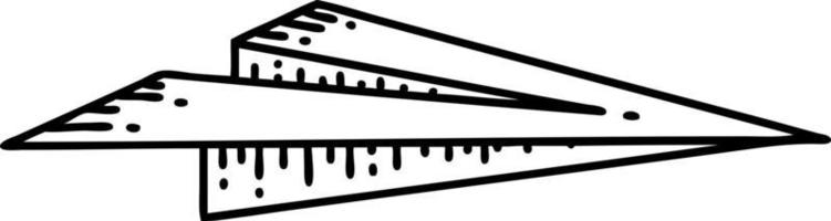 tattoo in black line style of a paper airplane vector