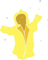 flat color illustration cartoon wet rain coat vector