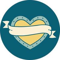 tattoo style icon of a heart and banner vector