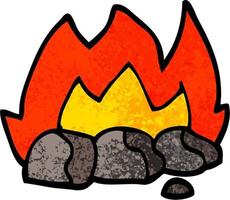 grunge textured illustration cartoon burning coals vector