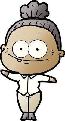 cartoon happy old woman
