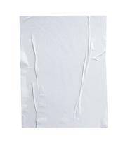 Blank white crumpled and creased paper poster texture isolated on white background photo