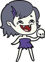 cartoon laughing vampire girl vector