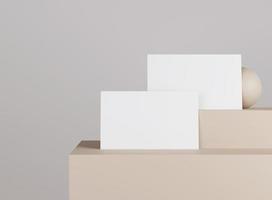 3D business card with geometric shape. Mockup scene. Template for branding identity. 3D rendering. photo