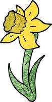 grunge textured illustration cartoon daffodil vector
