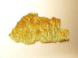 Bhutan Map Golden metal Color Height map Background 3d illustration photo