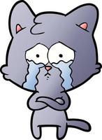 cartoon crying cat vector