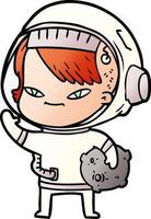 cartoon astronaut woman vector