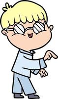 cartoon boy wearing spectacles vector