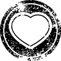 heart graphic vector circular distressed symbol