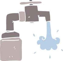 flat color illustration cartoon running faucet vector