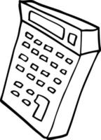black and white cartoon calculator vector