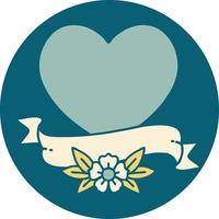 tattoo style icon of a heart and banner vector