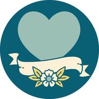 tattoo style icon of a heart and banner vector