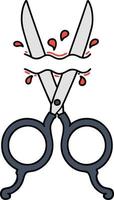 traditional tattoo of barber scissors vector