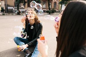 Two young adult girls photo