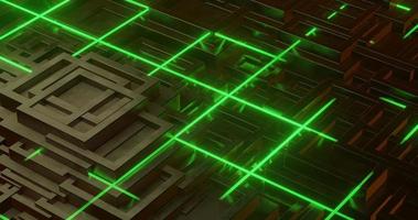 abstract background using geometric cube pattern with metallic texture with lines in neon green color, 3d rendering and 4K size photo