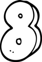 black and white cartoon number eight vector