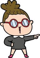 cartoon woman wearing spectacles vector