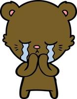 crying cartoon bear vector