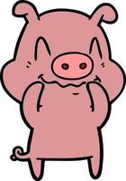 nervous cartoon pig vector