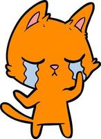 crying cartoon cat vector