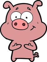 happy cartoon pig vector