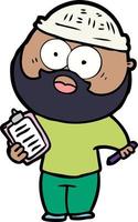 cartoon bearded man with clipboard and pen vector