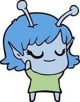 smiling alien girl cartoon vector