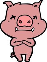 angry cartoon pig vector