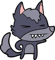 angry wolf cartoon vector